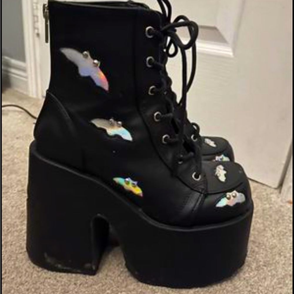DEMONIA "Camel-201" Ankle Boots - Black/Silver